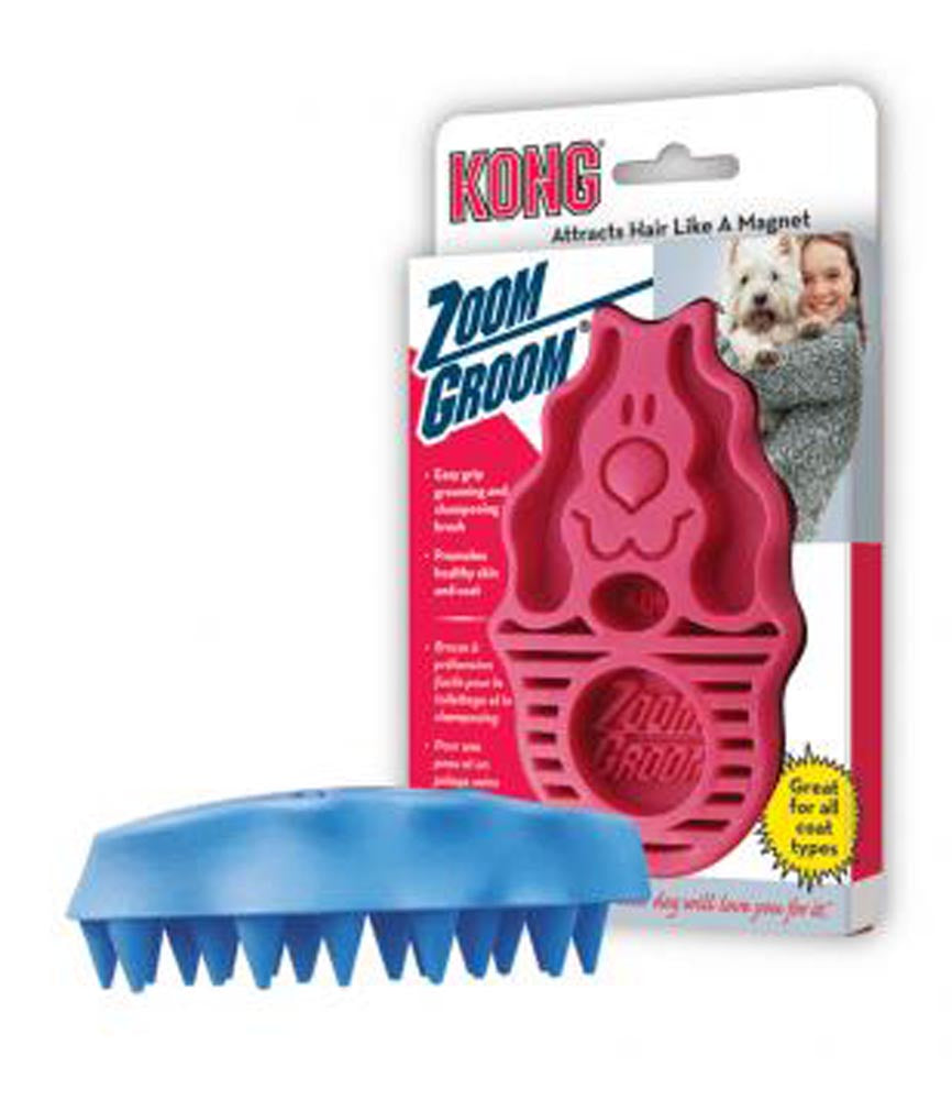 KONG Zoomgroom Rubber Dog Brush Boysenberry 1ea/LG